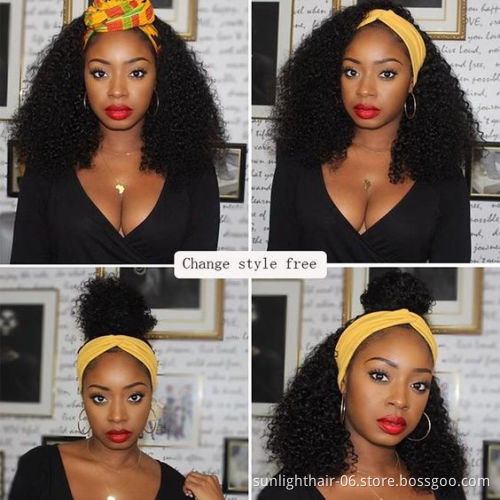2021nouveau Perruque de bandeau de machine perruque Coiffure Afro sans colle de cheveux humains pour les femmes Francais